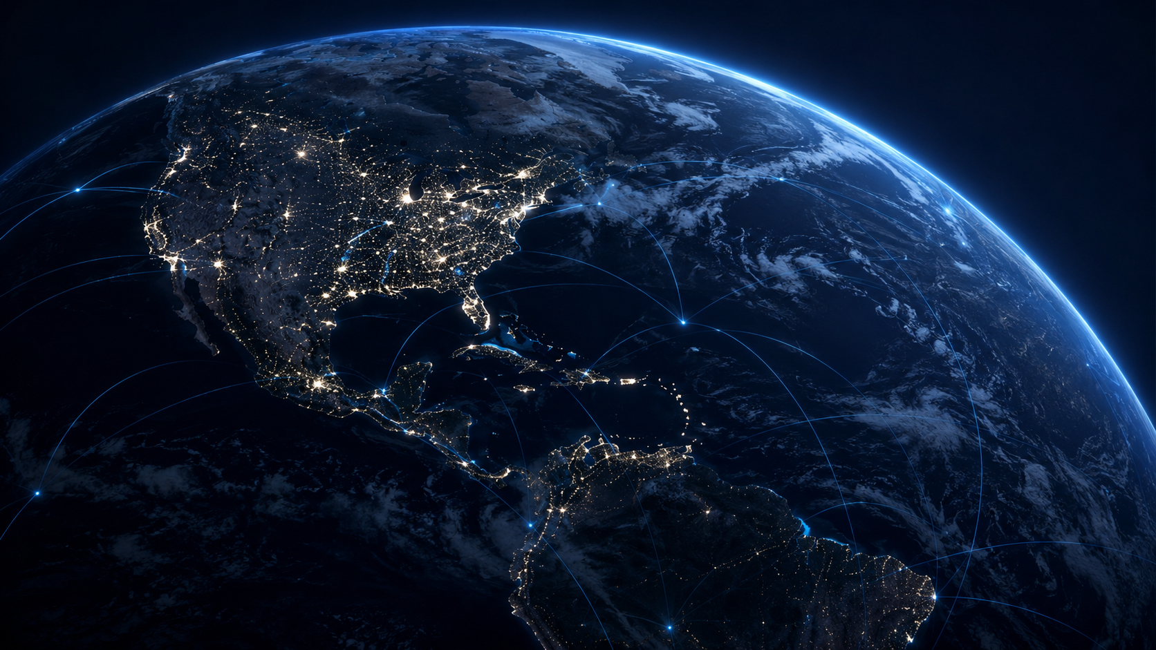 Conexiones globales vistas sobre el continente americano
